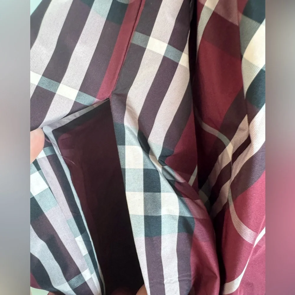 Anthropologie Maeve Plaid Maroon Tartan Burgundy Mini Puff Sleeve Dress Size S - Picture 11 of 15